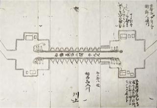 朝鮮人通行馬入川船橋にて架橋の図の画像